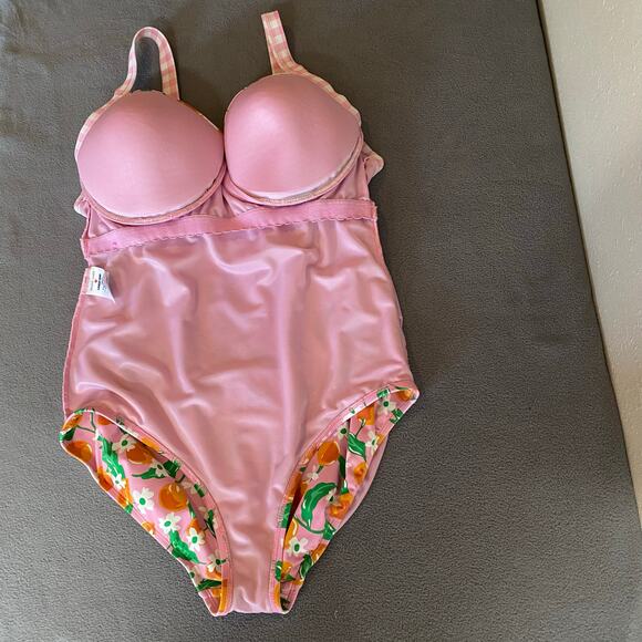 Draper James x Lands End One Piece Swimsuit Womens 16W Pink Oranges Floral - Picture 5 of 11